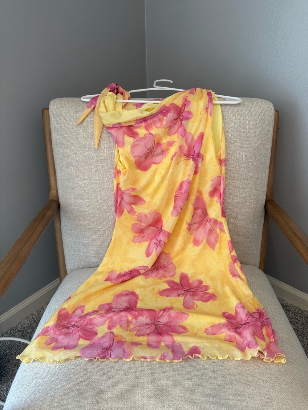 Yellow & Pink Floral Mini Dress
